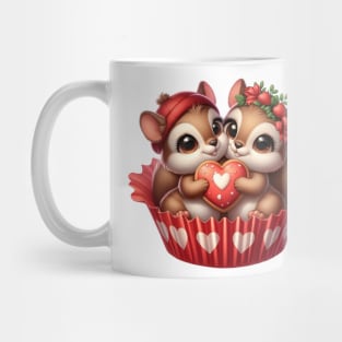 Valentine Squirrel Couple In A Cupcake Mug